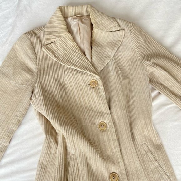 VINTAGE Beige Corduroy Trench Coat -Size S
